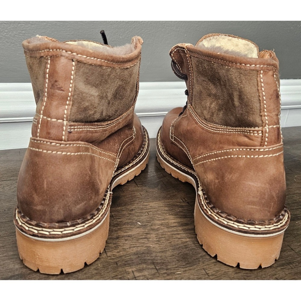 Pajar Women's Brown Faux Fur Leather Waterproof Lug Sole Canada Combat 6.5 - Picture 11 of 12